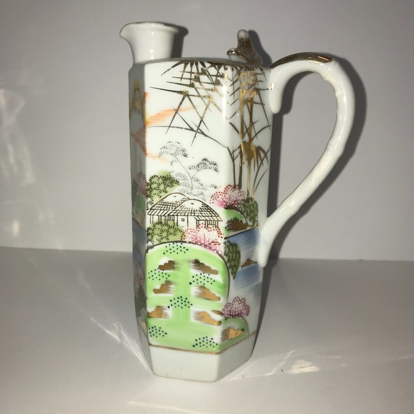 Vintage Kutani Porcelain Whistling Bird Sake Decanter